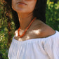 Collar de jade naranja con perla cultivada